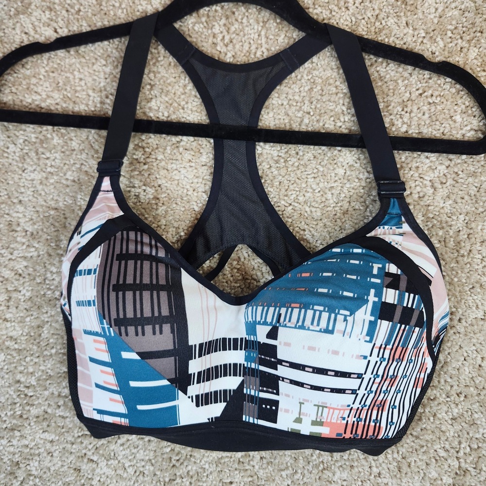 Victoria Sport Sport Bra Geometric‎ Abstract Print Racerback Activewear 32D - Picture 2 of 6